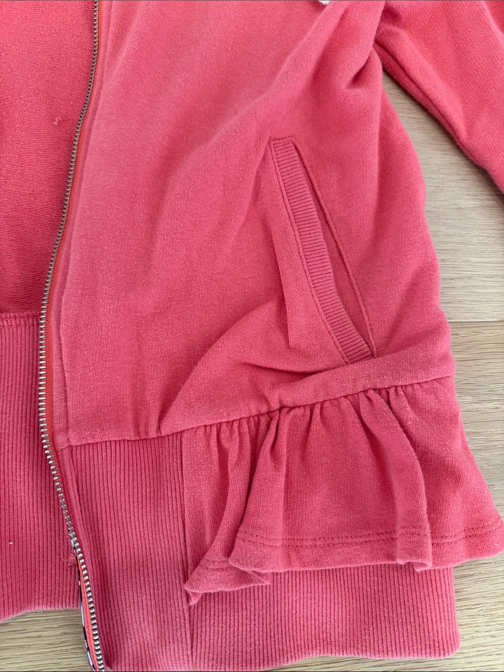 Anthropologie Coral Women’s Hooded Zip Jacket with Ruffle Hem size s - Picture 7 of 14